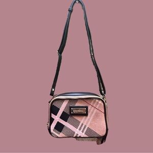 Spartina 449 Pink and Black Crossbody Bag with Geometric Design